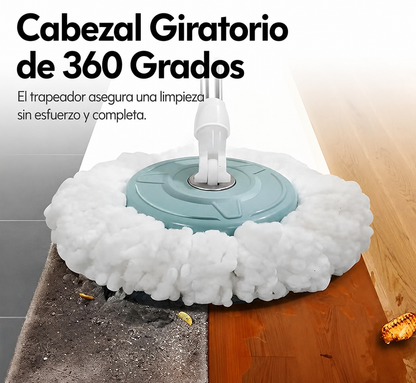 Trapeador Giratorio 360° con Cubeta Centrifugado Doble Turbina Sin Agacharse