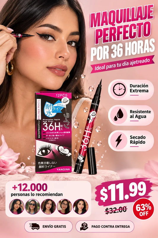 Delineador de Ojos Líquido Negro Resistente al Agua